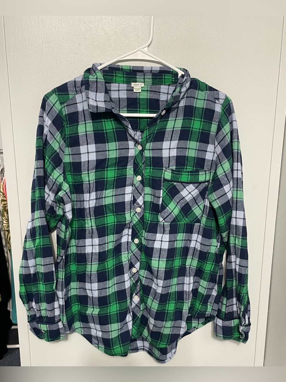 Aerie Size Small Blue+Green Long Sleeve button down Flannel